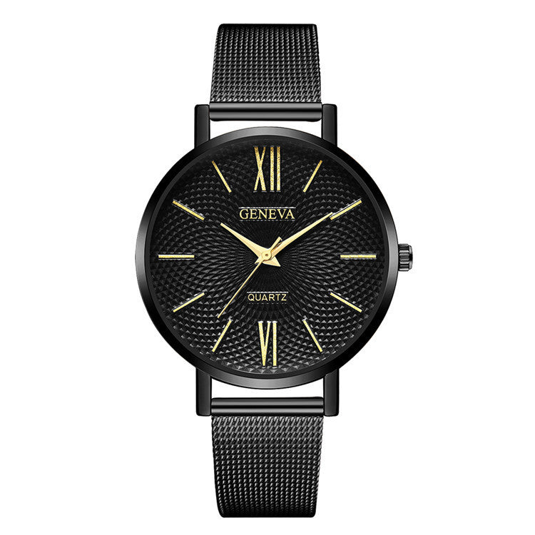Large Dial Thin Strap Watch Minimalist Steel Band Quartz Watch