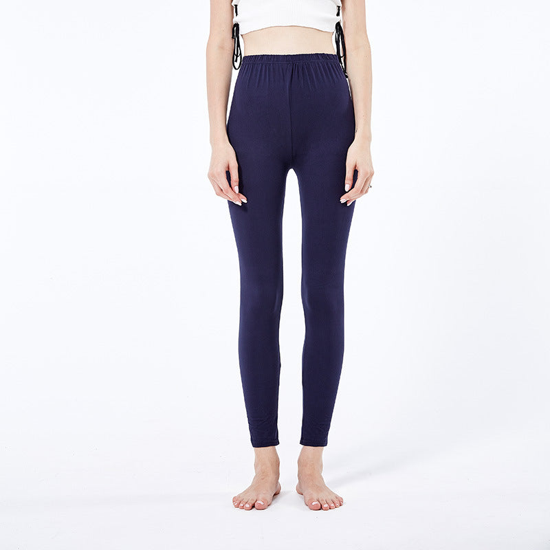 Frayed Cropped Trousers Slim Stretch Leggings