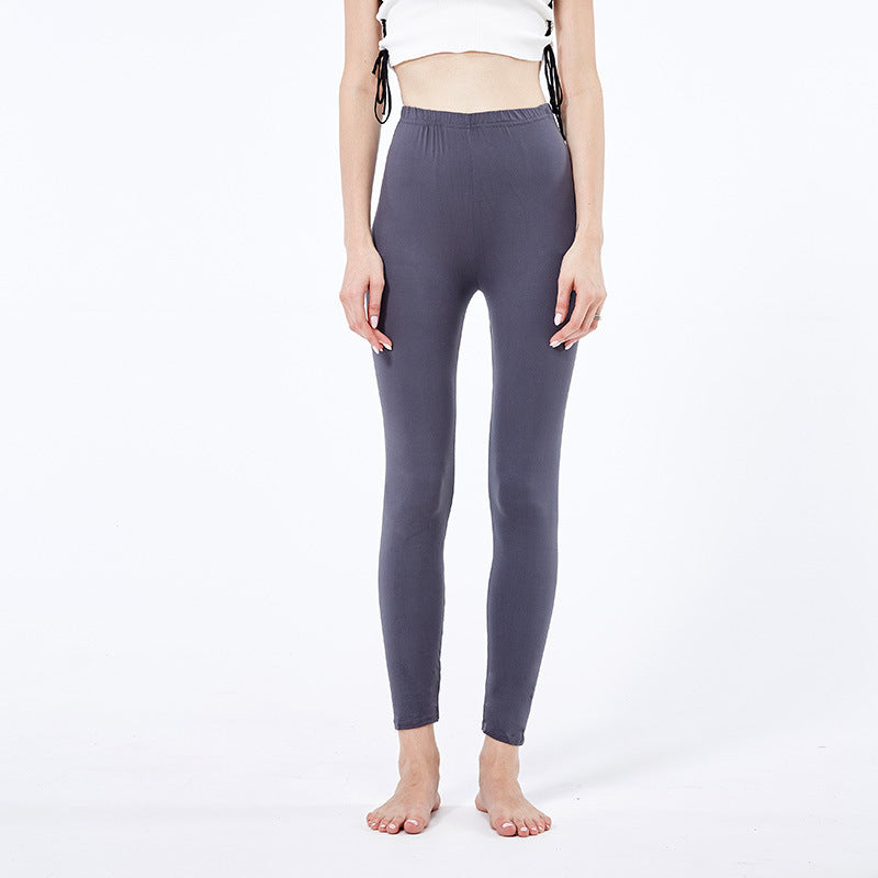 Frayed Cropped Trousers Slim Stretch Leggings