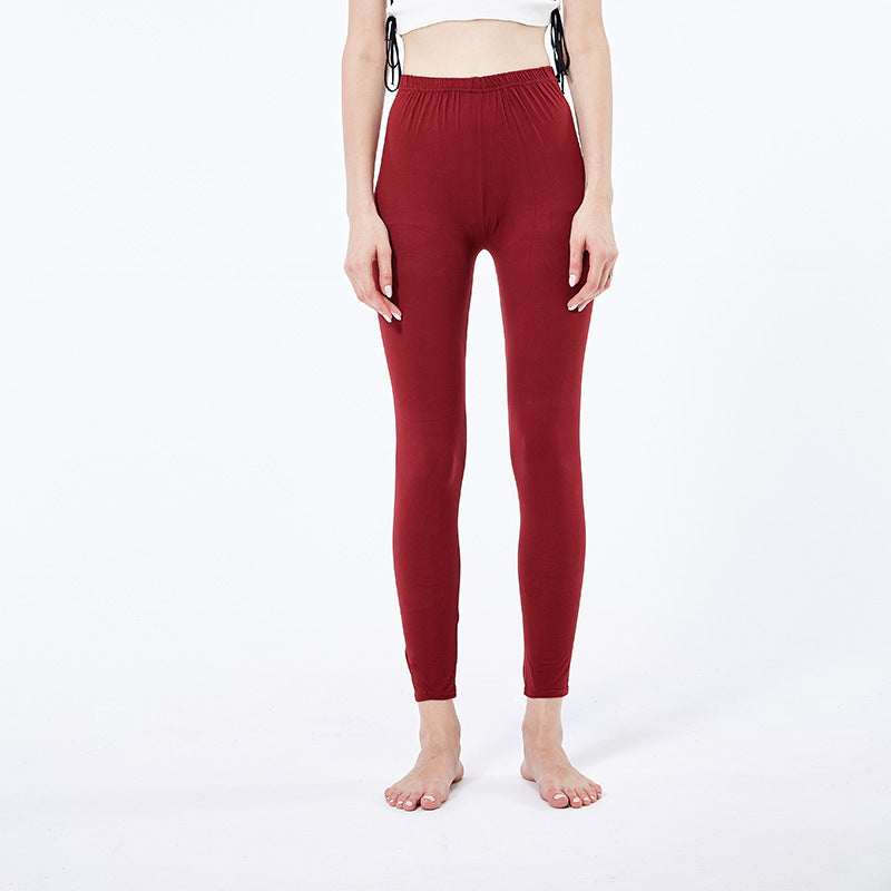 Frayed Cropped Trousers Slim Stretch Leggings
