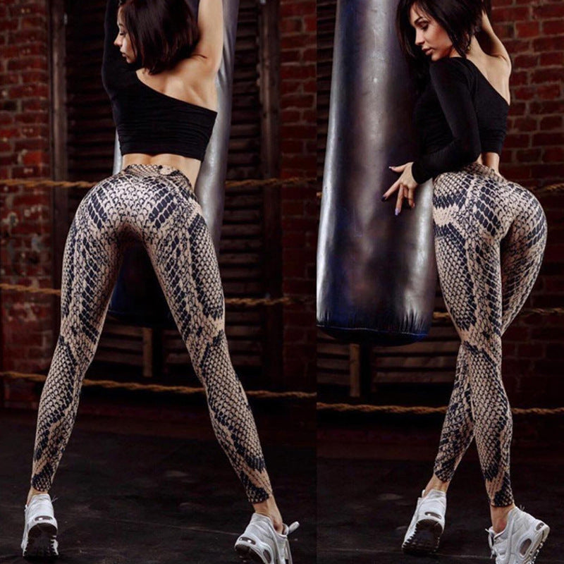 Snakeskin Print Fitness Yoga Leggings