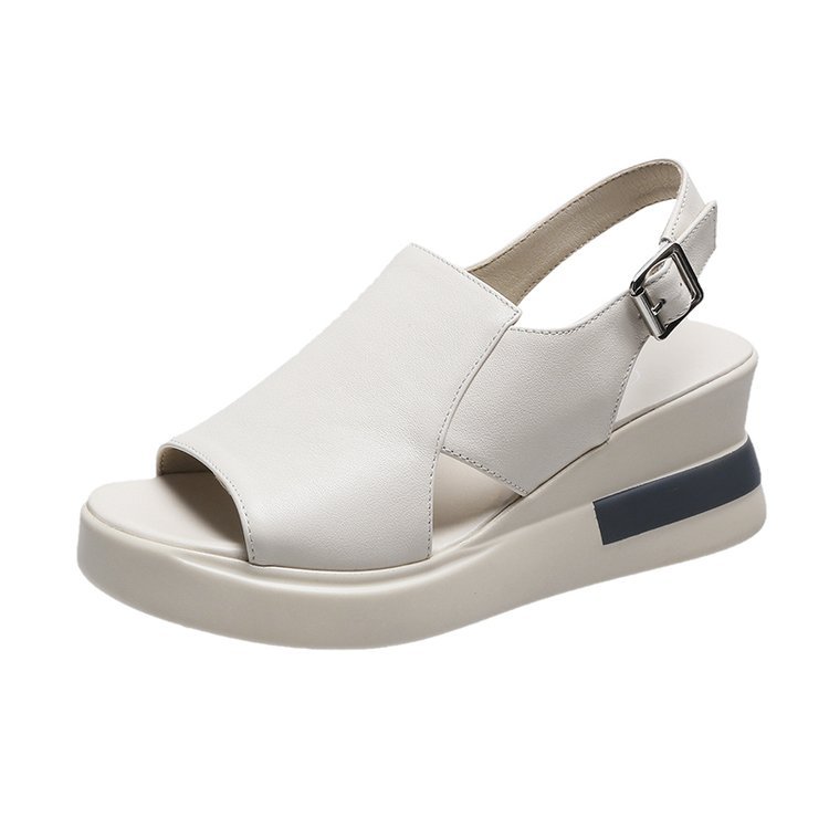 Korean Version Of The Casual Backspace One-line Buckle Thick-soled Wedge High-heeled Sandals