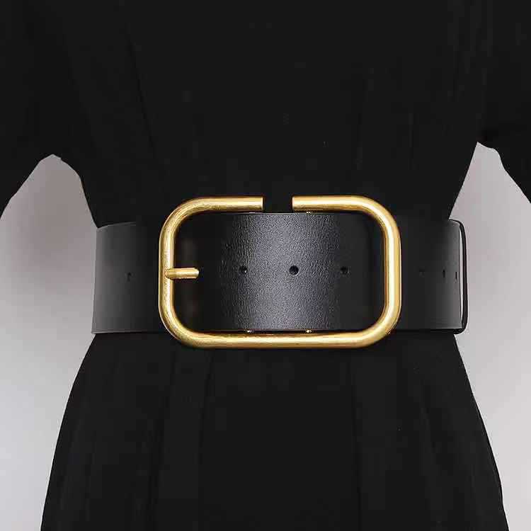 Cowhide Wide Belt Girdle Decoration Skirt Windbreaker Belt