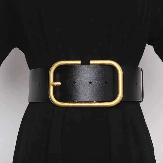 Cowhide Wide Belt Girdle Decoration Skirt Windbreaker Belt