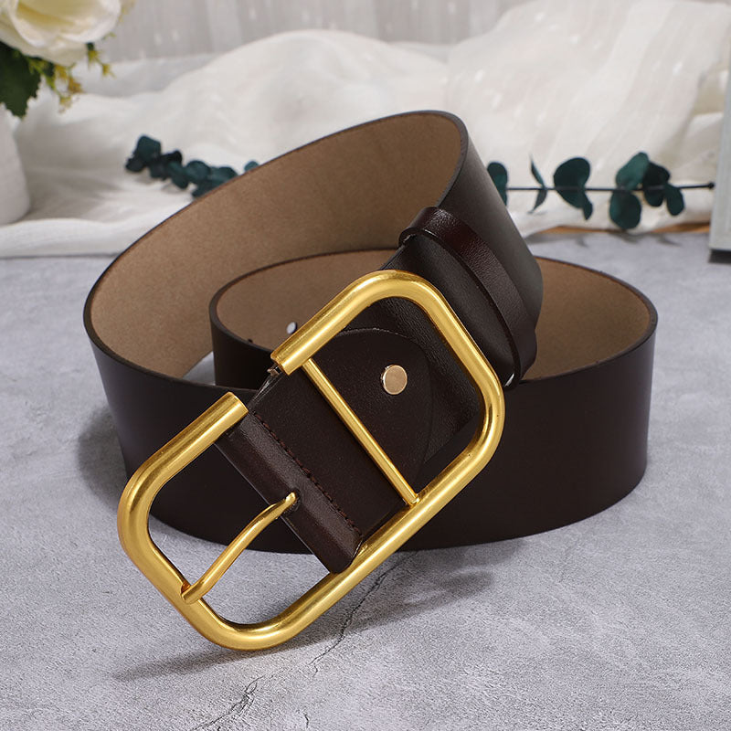 Cowhide Wide Belt Girdle Decoration Skirt Windbreaker Belt