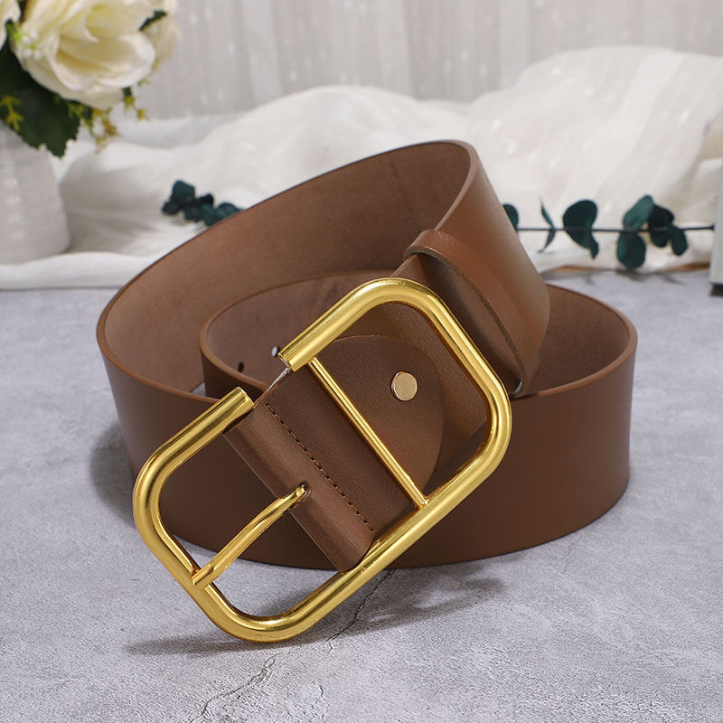 Cowhide Wide Belt Girdle Decoration Skirt Windbreaker Belt