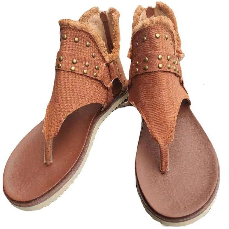 Metal Stud Flip-flop Roman Sandals