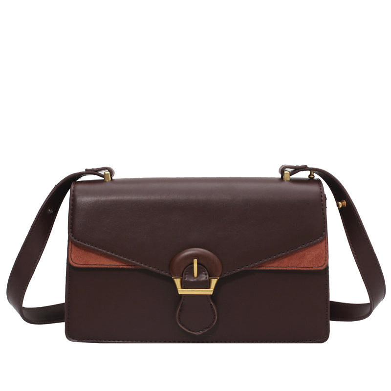 PU Simple Belt Magnetic Buckle One Shoulder Messenger Women's Bag