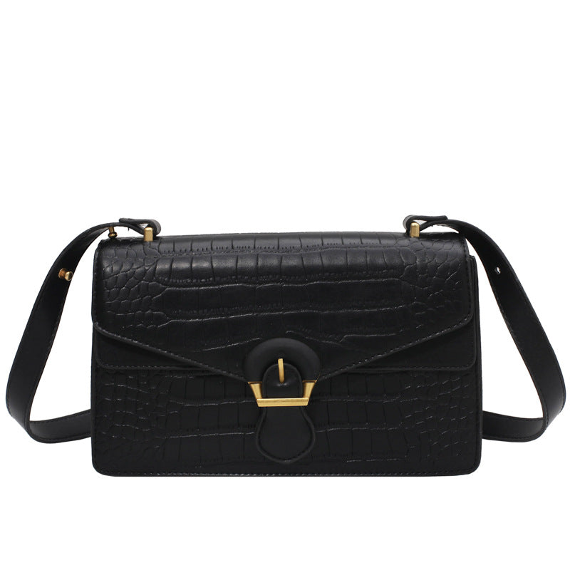 PU Simple Belt Magnetic Buckle One Shoulder Messenger Women's Bag