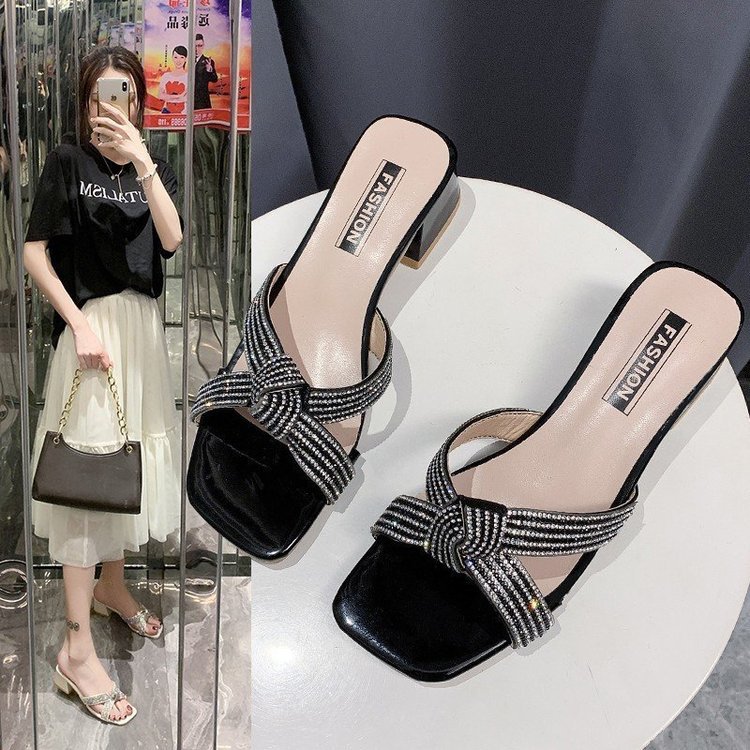 Summer Fashion Low-Heeled Simple Thick-Heeled Women'S Shoes