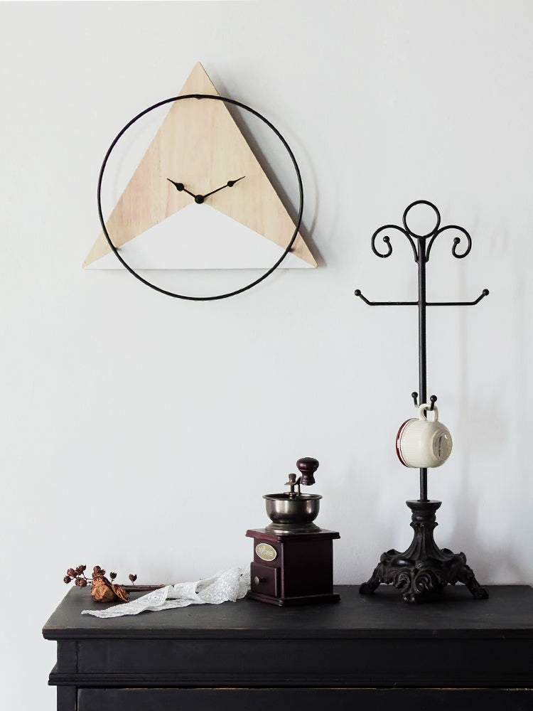 Modern Design Wall Clock Minimalism Art Silent Geometry Wooden