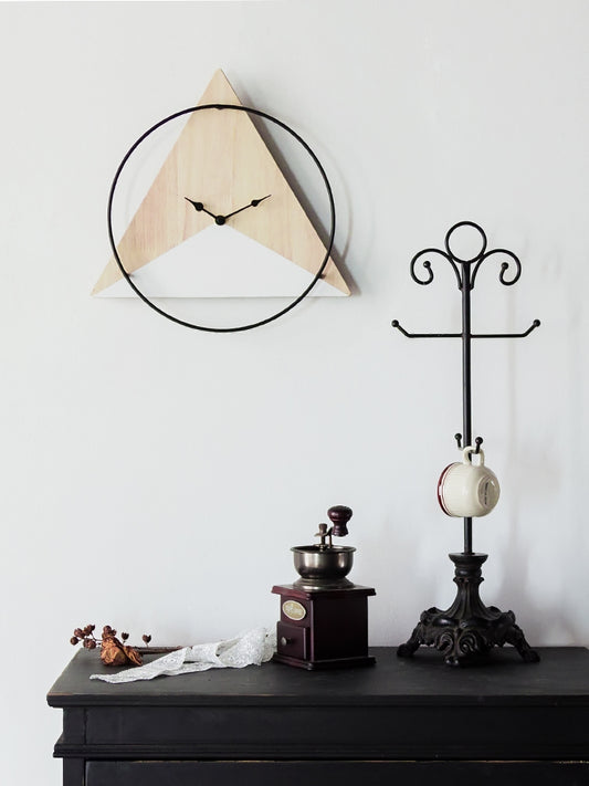 Modern Design Wall Clock Minimalism Art Silent Geometry Wooden