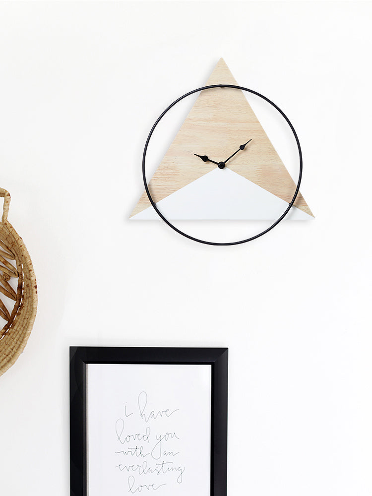 Modern Design Wall Clock Minimalism Art Silent Geometry Wooden