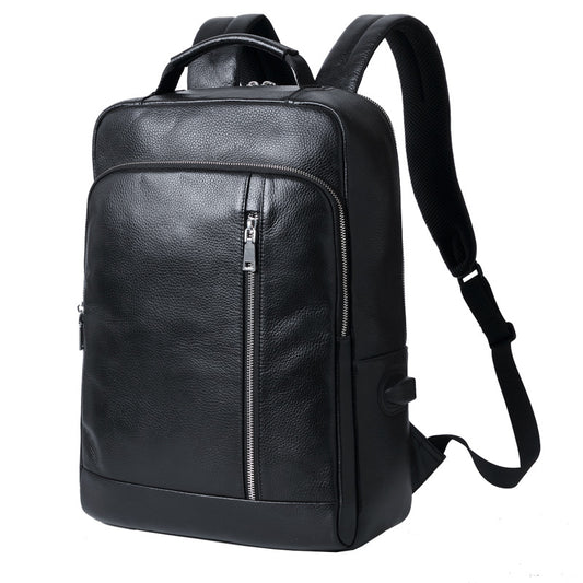 New Men's Backpack Business Leather Backpack Large Capacity