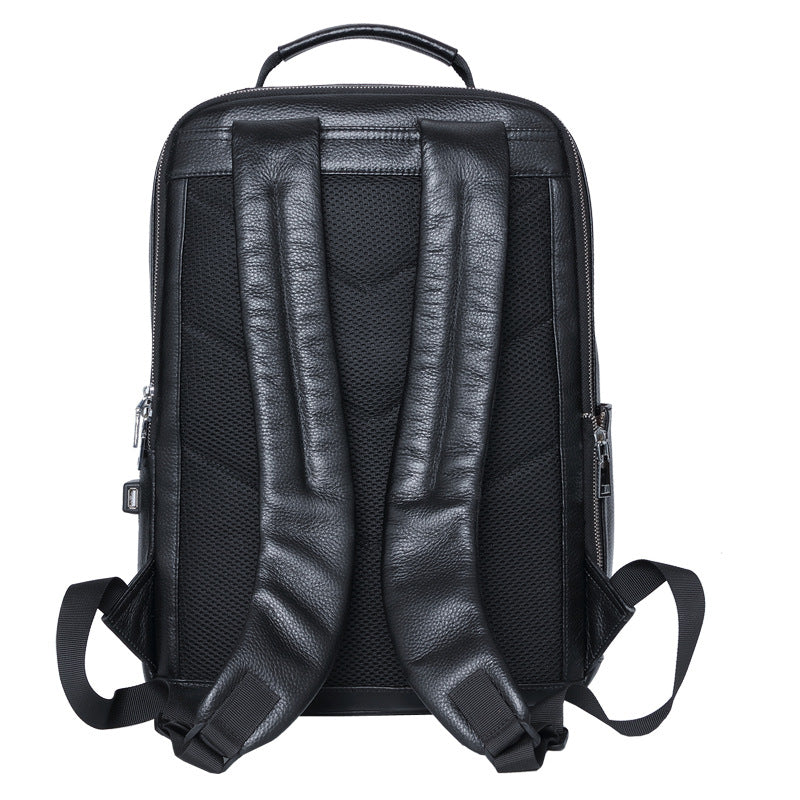 New Men's Backpack Business Leather Backpack Large Capacity