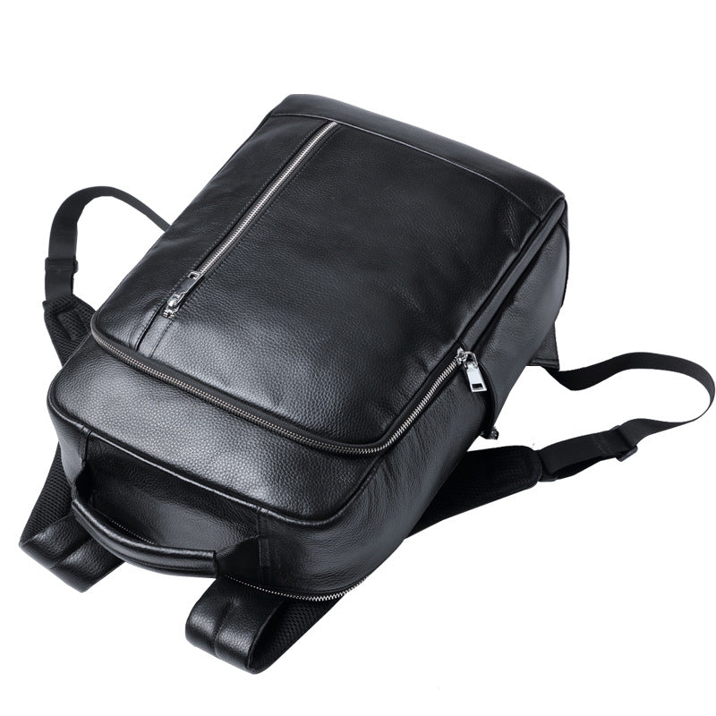 New Men's Backpack Business Leather Backpack Large Capacity