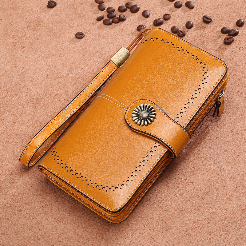 Women's Long Zipper Leather Women's Wallet Wallet Large-capacity Clutch