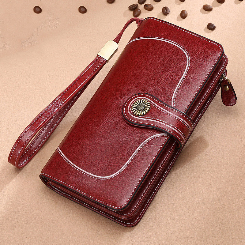 Women's Long Zipper Leather Women's Wallet Wallet Large-capacity Clutch