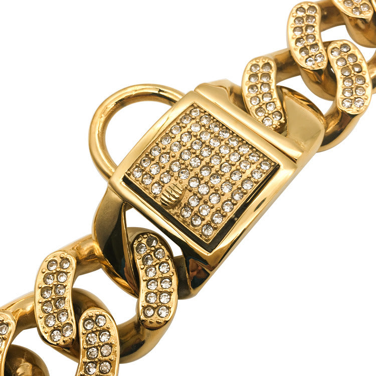 Dog Boogie Ring Pet Chain With Diamond Buckle Head Buckle Dog Chain