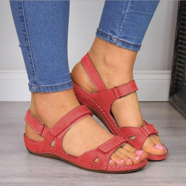 Retro Velcro Plus Size Non-slip Flat Sandals