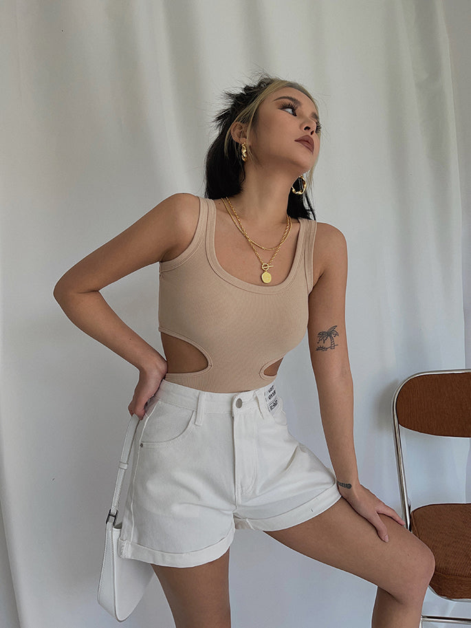 White Denim Shorts Women's High-waisted A-line Loose Wide-legged Hot Pants