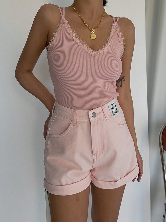 White Denim Shorts Women's High-waisted A-line Loose Wide-legged Hot Pants