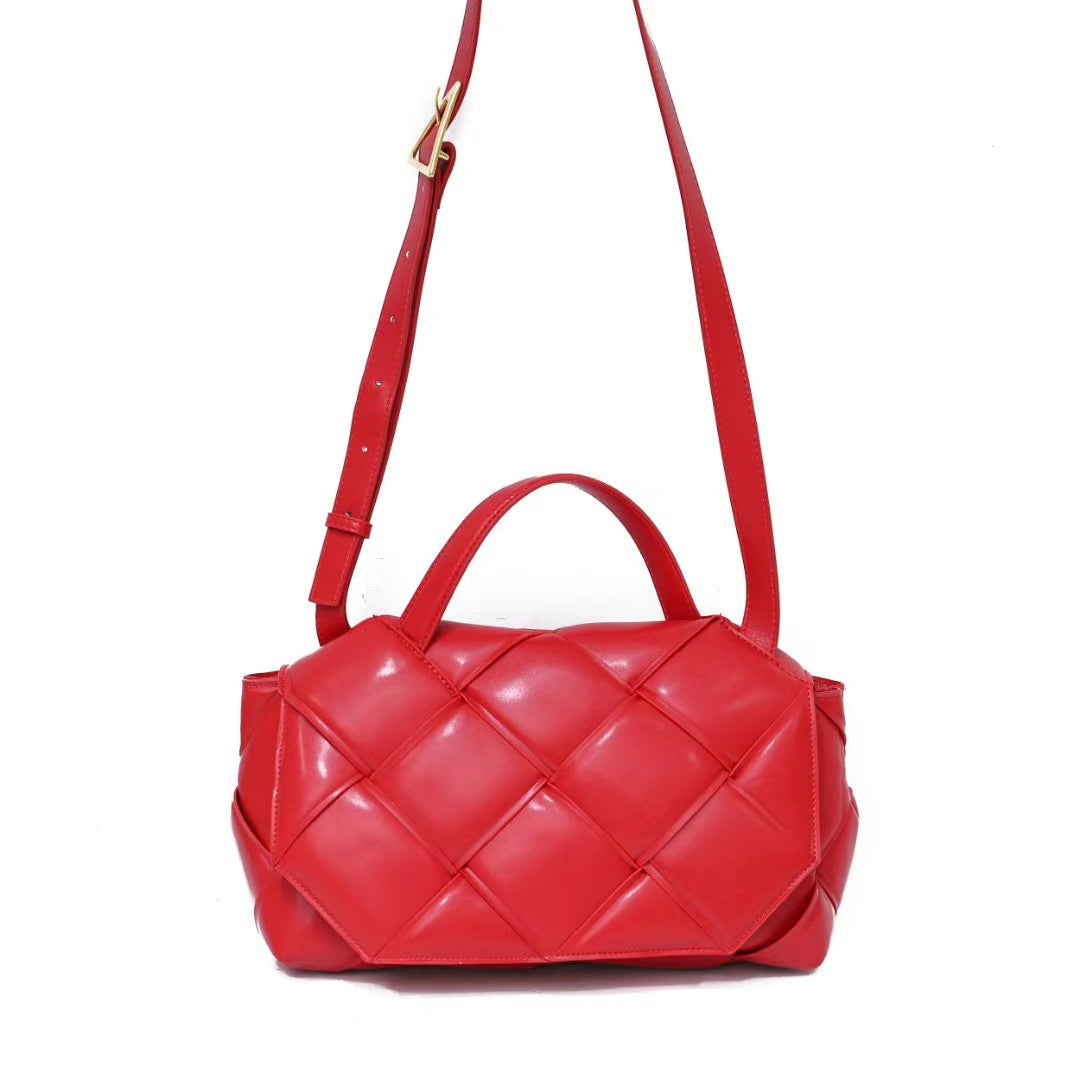 Net Celebrity Flap Diamond Lattice Large-capacity Woven Pillow Bag