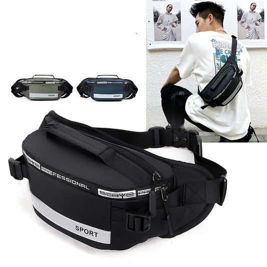 Men's Korean Style Multi-layer Large Capacity Waterproof Nylon Belt Bag