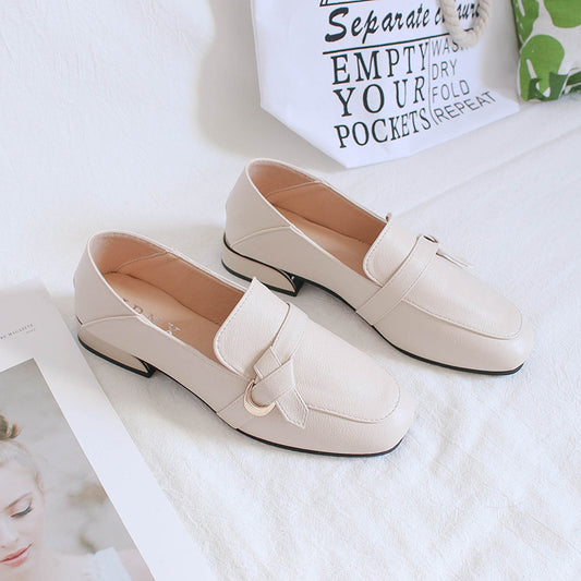 All-match Soft Leather Low-heel Mid-heel Four Season Single Shoes
