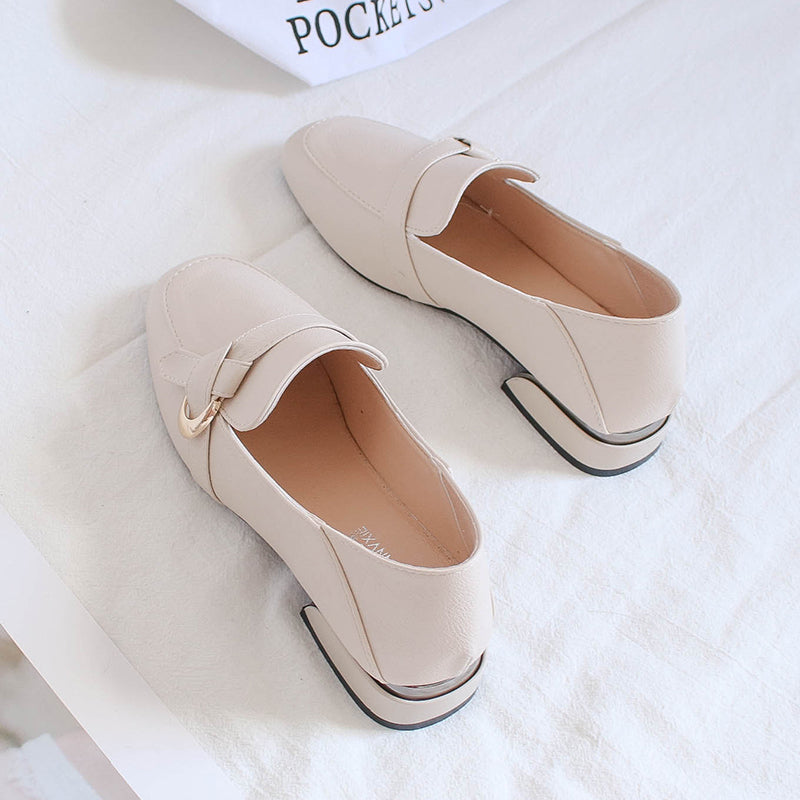 All-match Soft Leather Low-heel Mid-heel Four Season Single Shoes