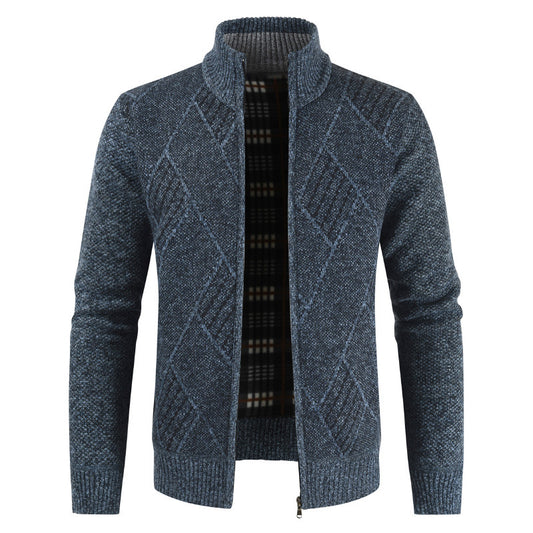 Sweater Stand Collar Knit Sweater Plus Velvet Outer Wear Cardigan Jacket