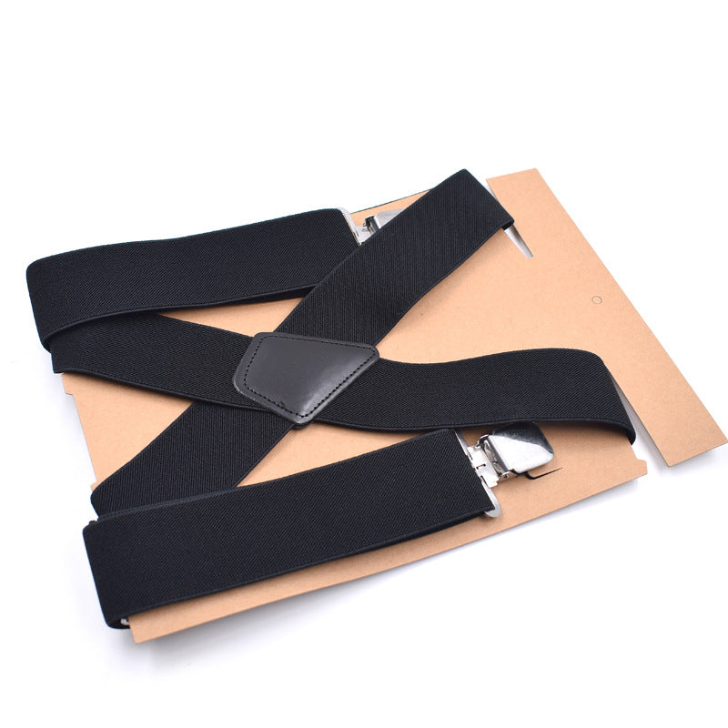 Black Men's 4 Clip Strap 5CM Widened Strap Clip
