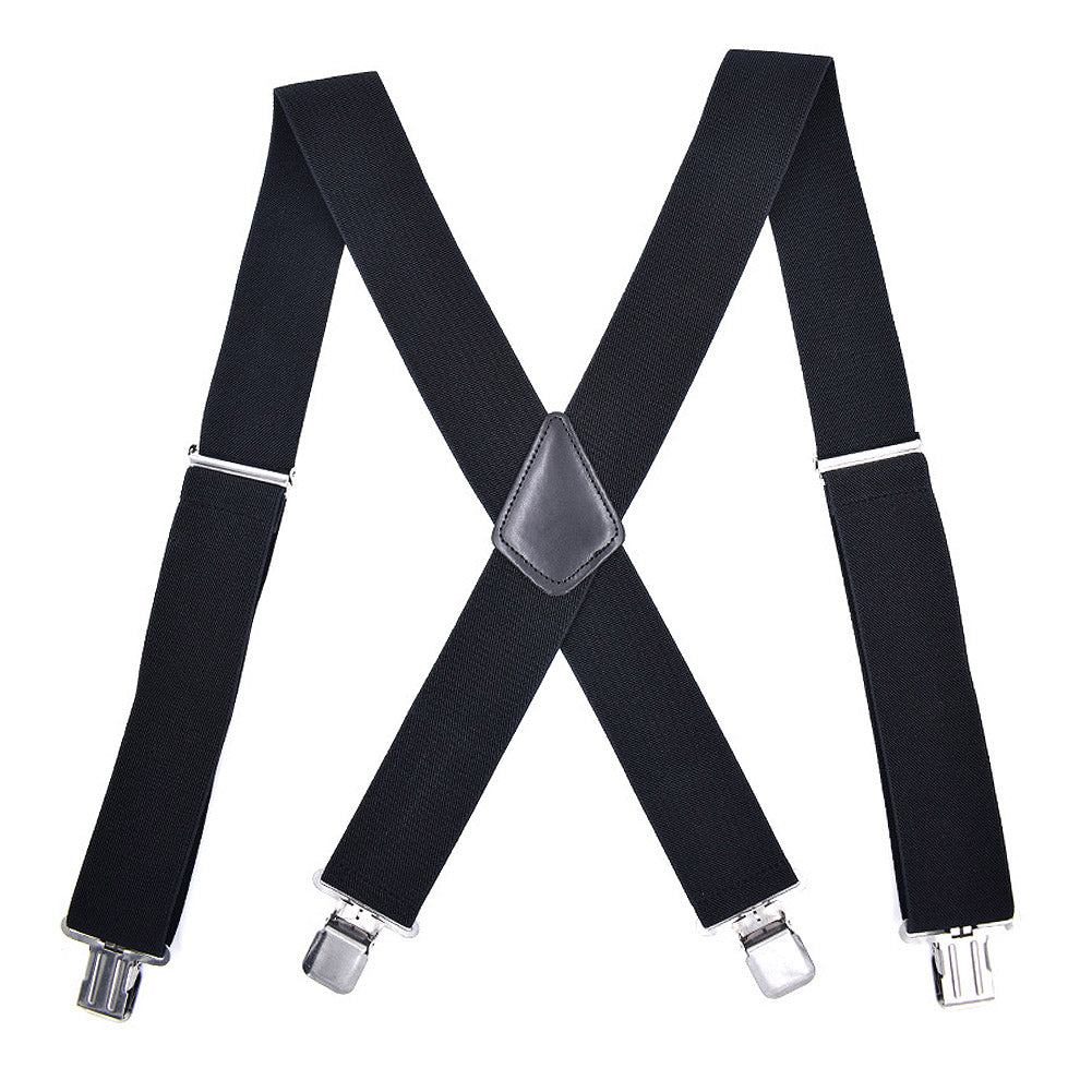 Black Men's 4 Clip Strap 5CM Widened Strap Clip