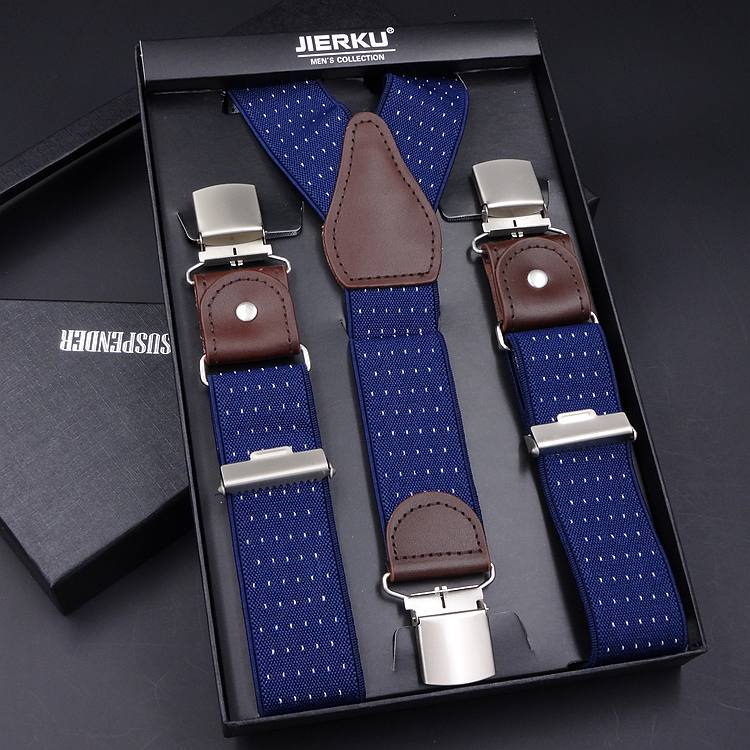 Business Leather Three-fold Men's Y-shaped Jacquard Suspender Strap