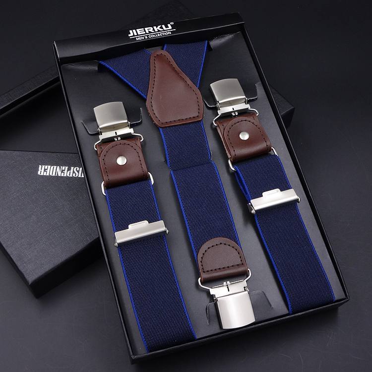 Business Leather Three-fold Men's Y-shaped Jacquard Suspender Strap