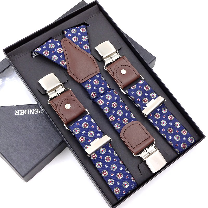 Business Leather Three-fold Men's Y-shaped Jacquard Suspender Strap