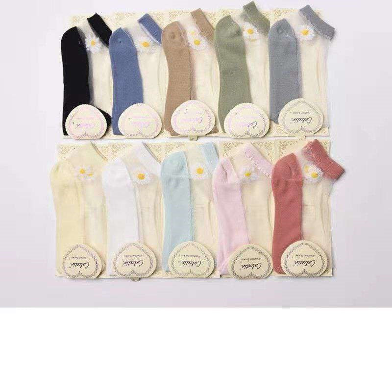 Crystal Glass Silk Stockings Pearl Cotton Bottom Boat Socks Invisible Socks