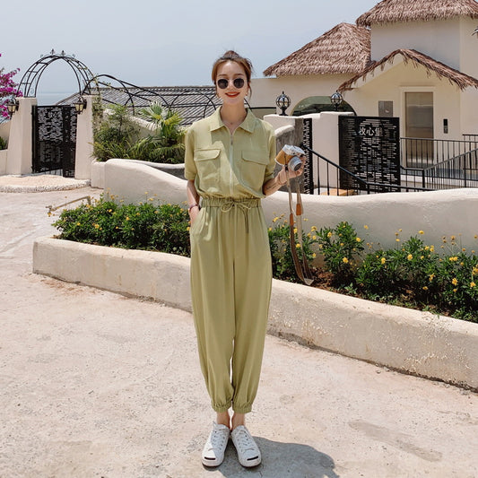 New Drape, Loose, High-waisted, Thin, Long-legged Casual Jumpsuit
