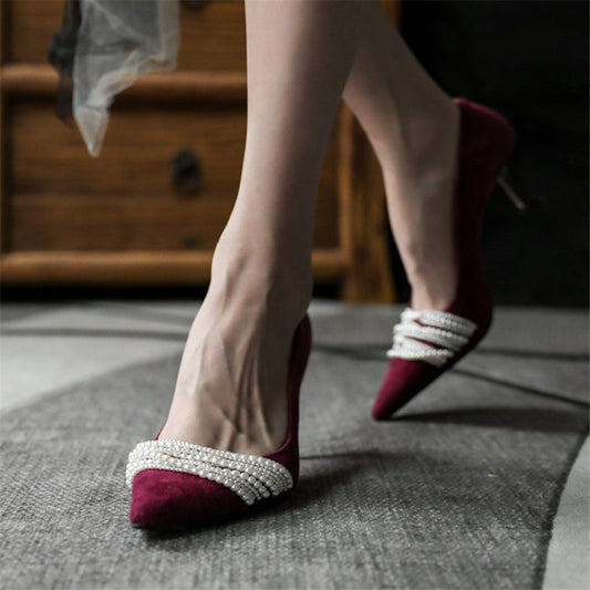 Sheepskin High Heels Women's Stiletto Heel European And American New Style Shallow Shoes