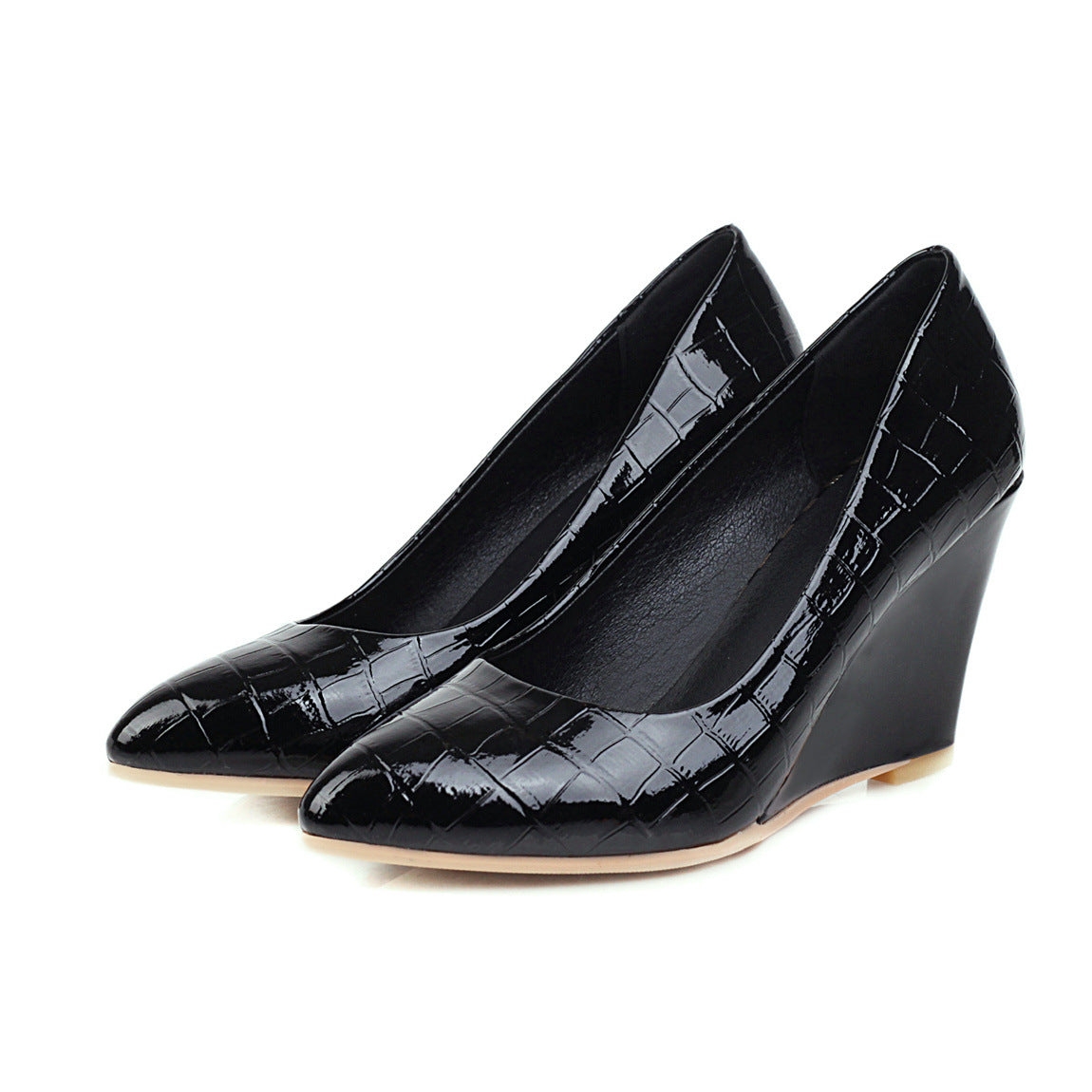 Fashion Fish Scale Pattern Shallow Mouth Pointed Toe Single Shoes
