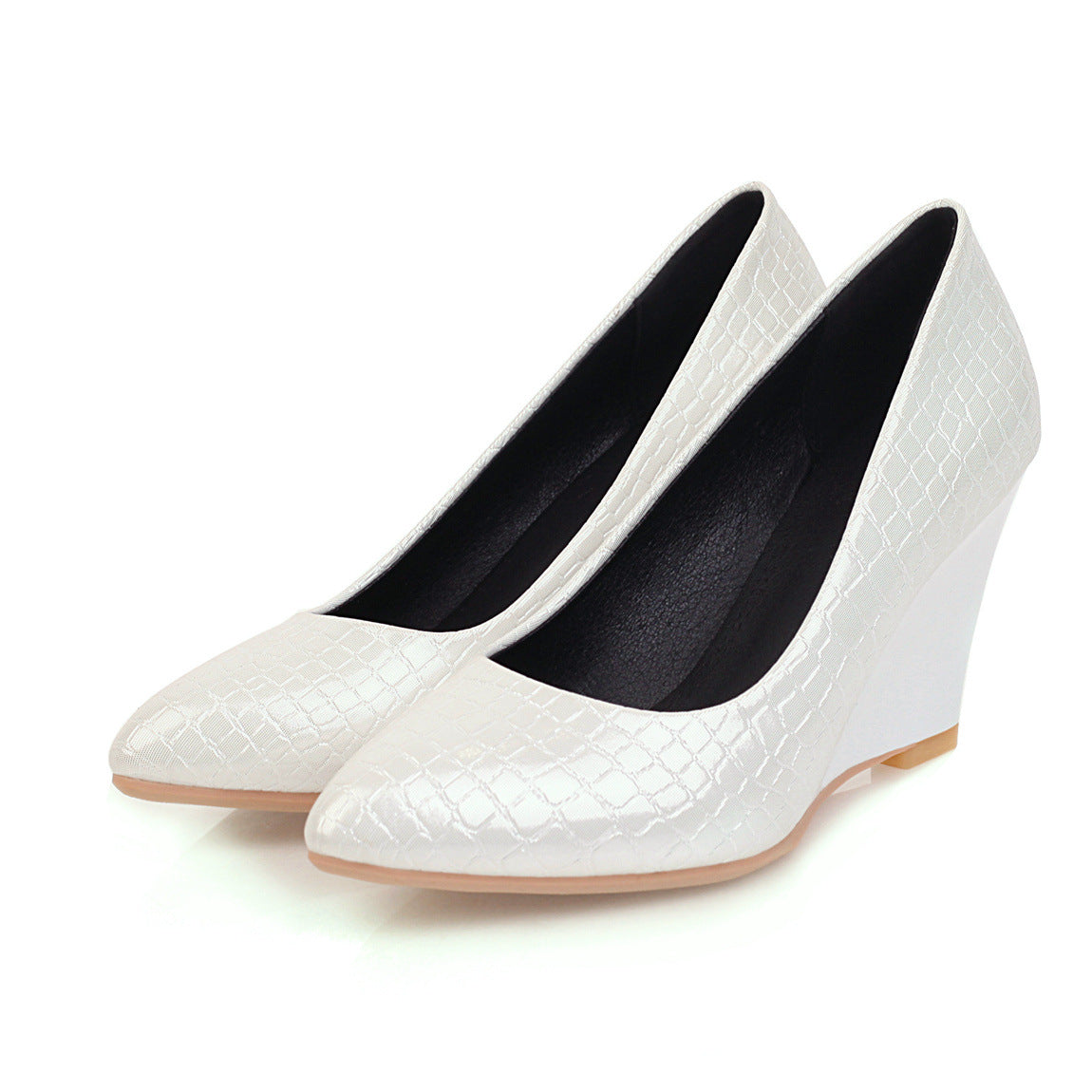 Fashion Fish Scale Pattern Shallow Mouth Pointed Toe Single Shoes