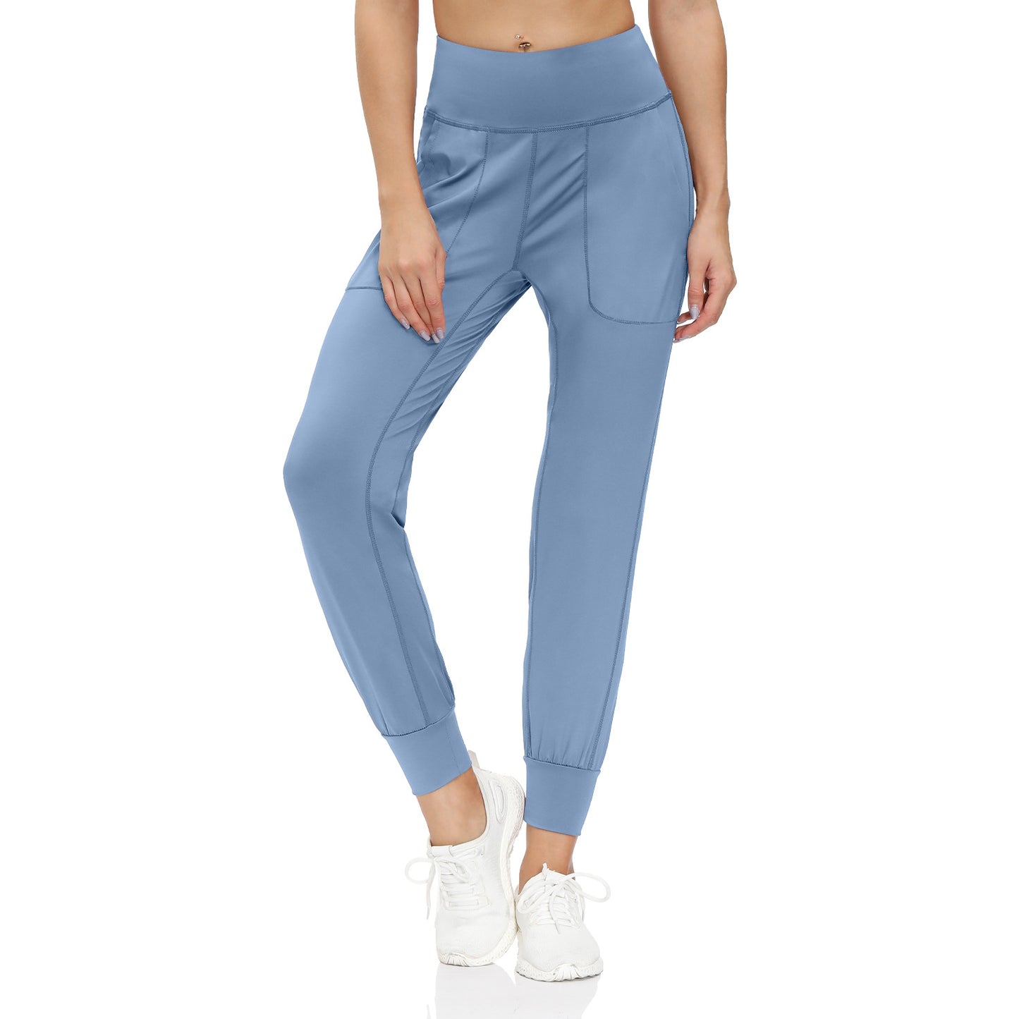 High Waist Stretch Yoga Pants Women's Nine-point Pocket Fitness Pants