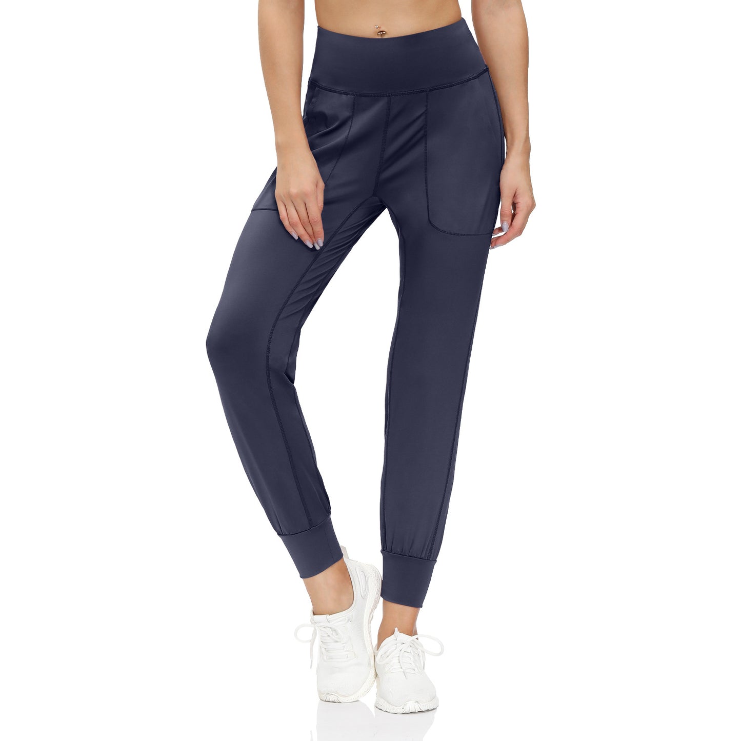 High Waist Stretch Yoga Pants Women's Nine-point Pocket Fitness Pants