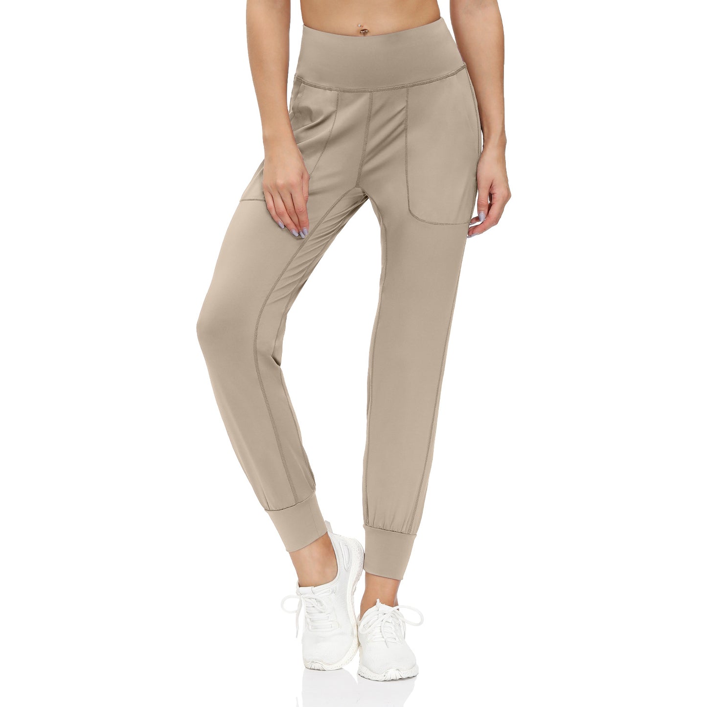 High Waist Stretch Yoga Pants Women's Nine-point Pocket Fitness Pants
