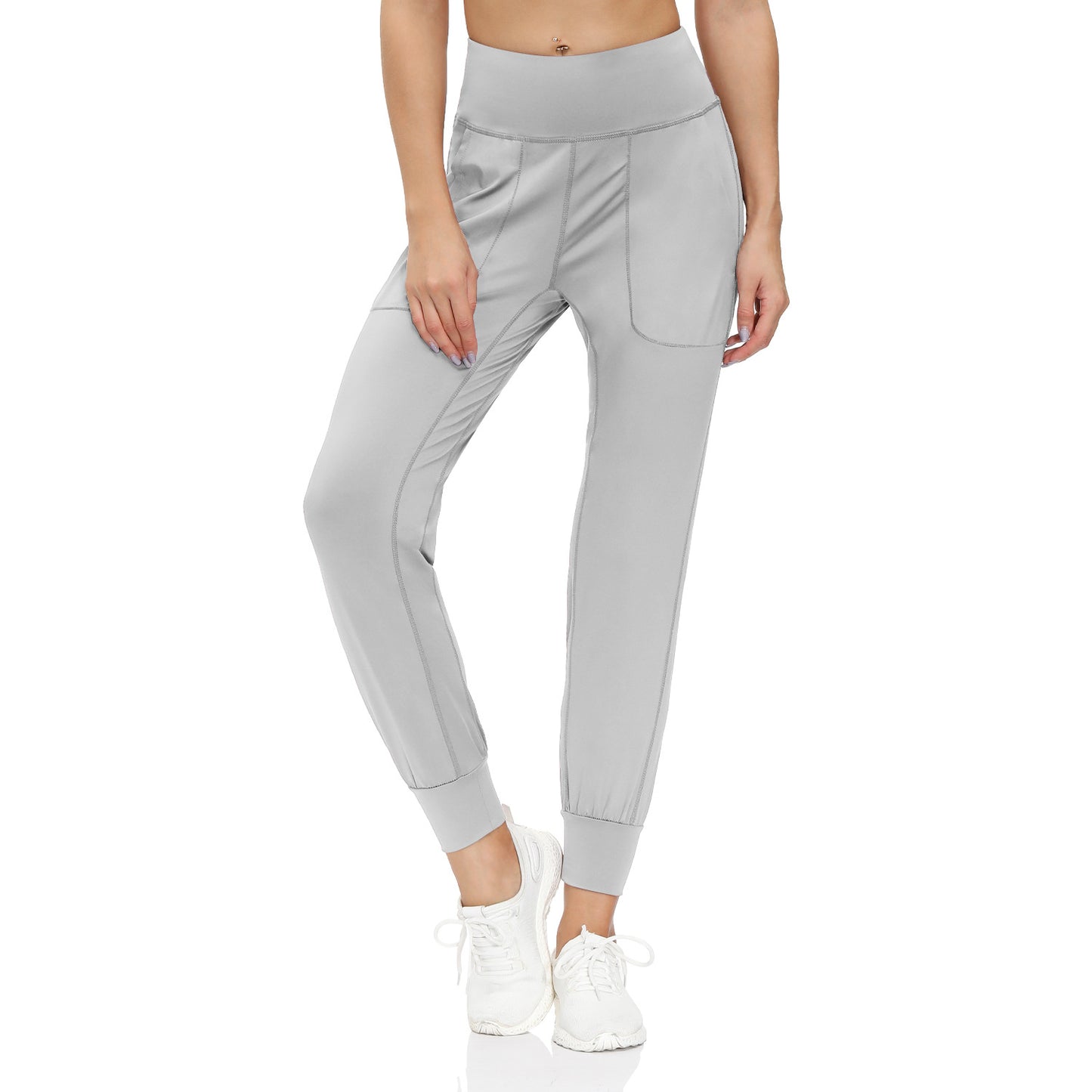 High Waist Stretch Yoga Pants Women's Nine-point Pocket Fitness Pants