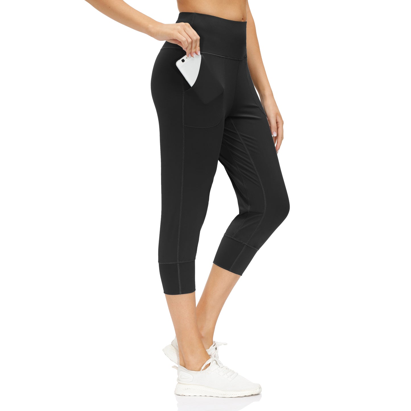 High Waist Stretch Yoga Pants Women's Nine-point Pocket Fitness Pants