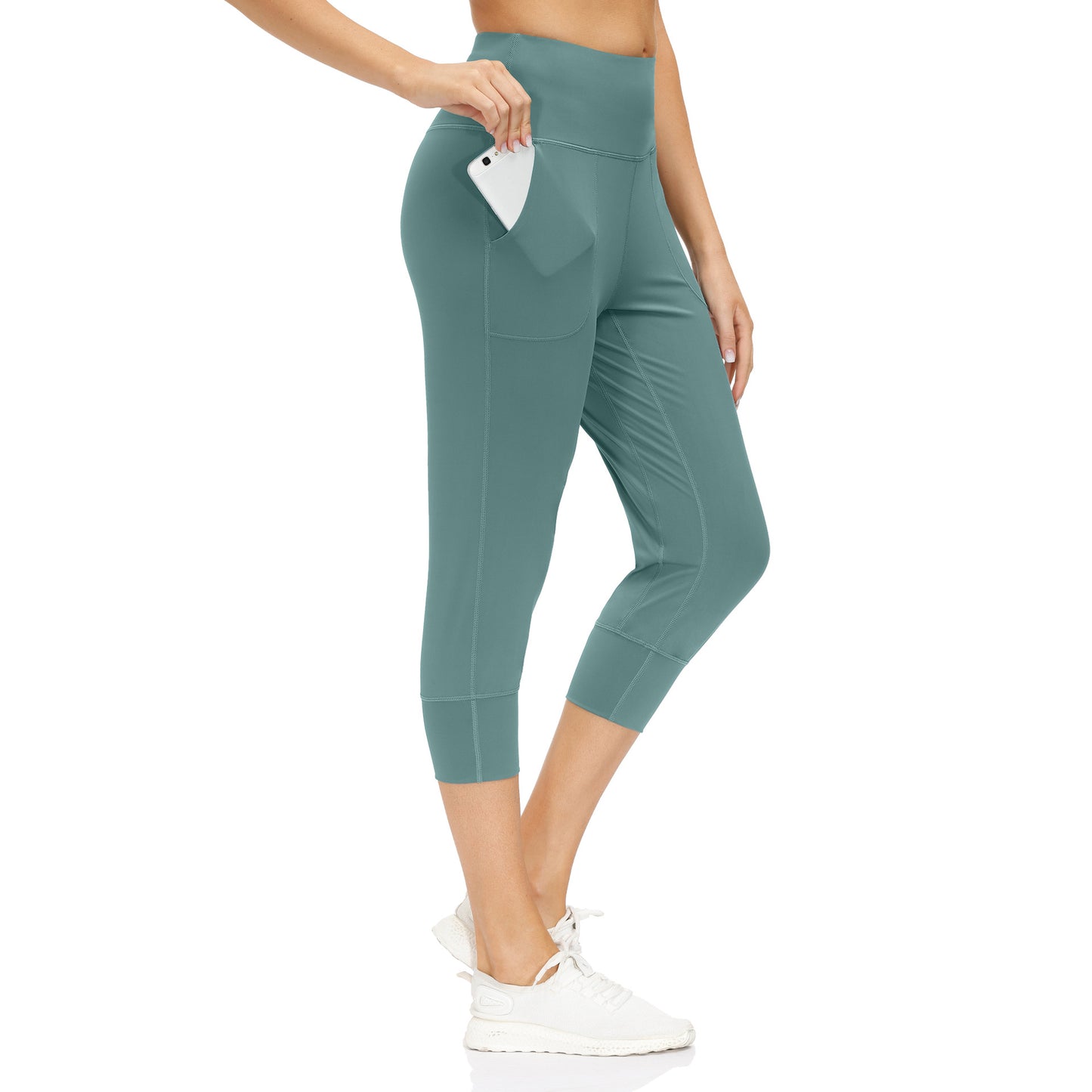 High Waist Stretch Yoga Pants Women's Nine-point Pocket Fitness Pants