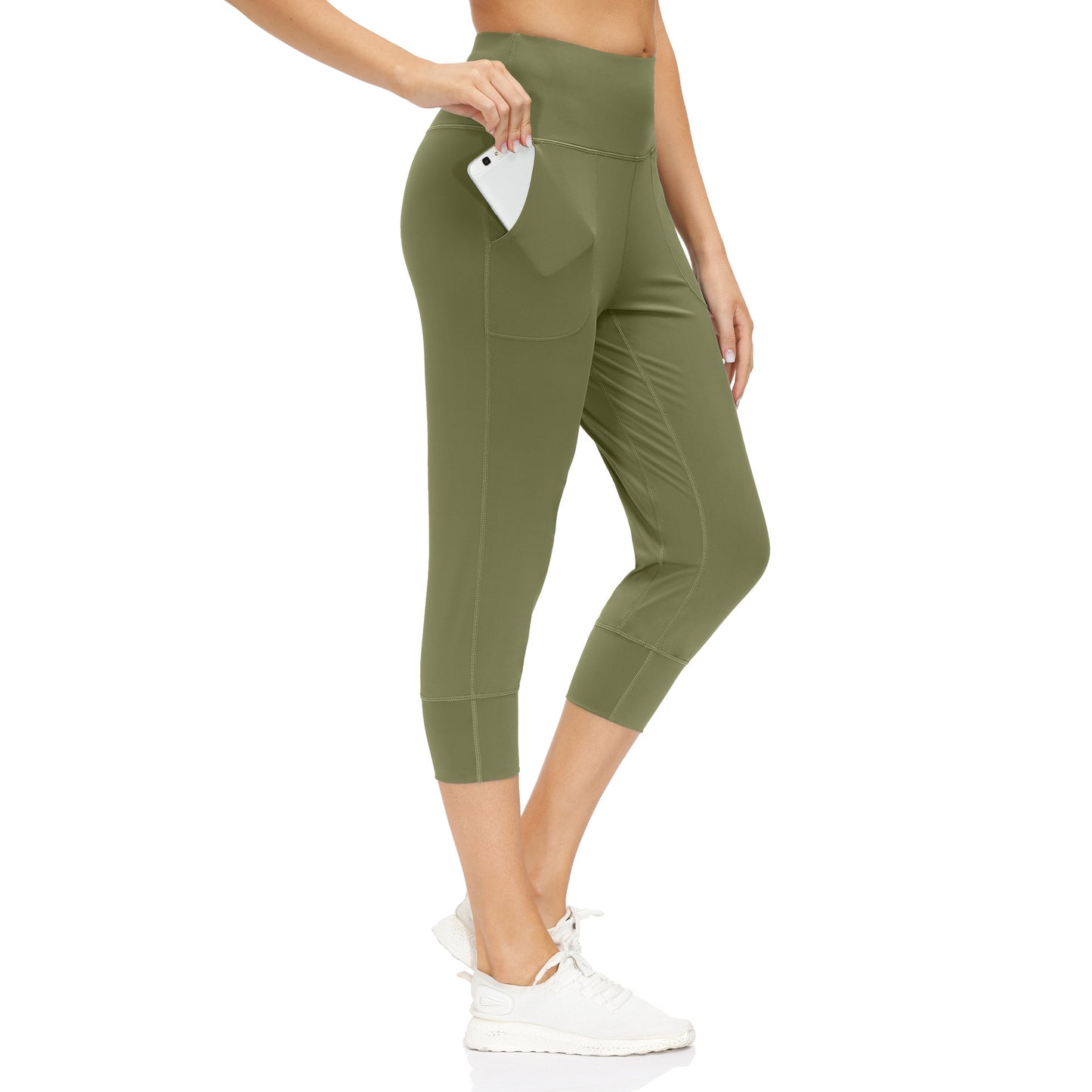 High Waist Stretch Yoga Pants Women's Nine-point Pocket Fitness Pants