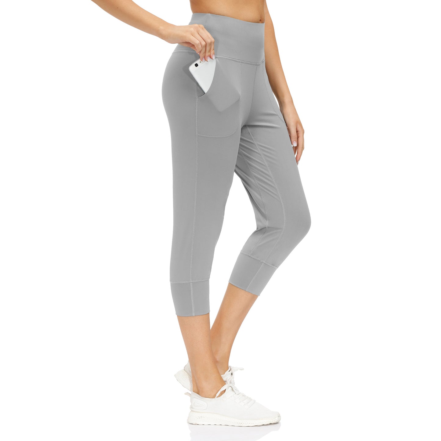 High Waist Stretch Yoga Pants Women's Nine-point Pocket Fitness Pants