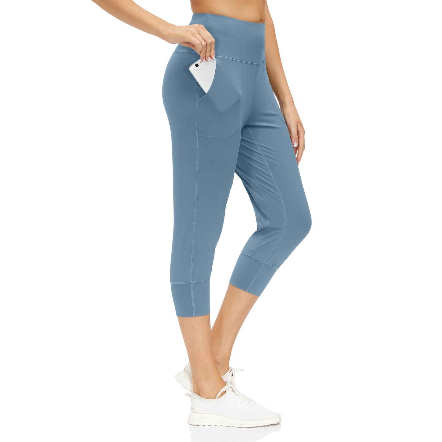 High Waist Stretch Yoga Pants Women's Nine-point Pocket Fitness Pants